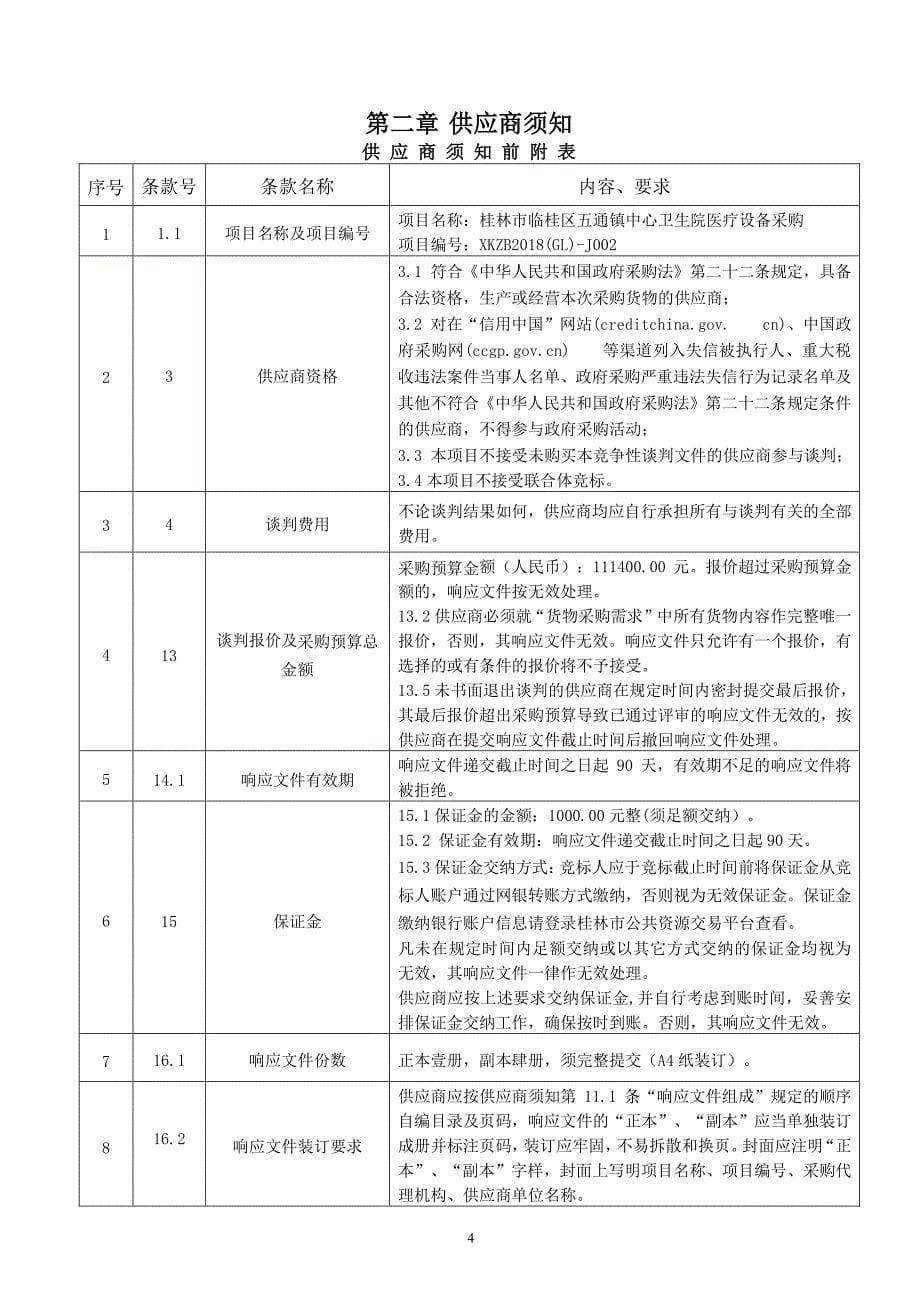 桂林市临桂区五通镇中心卫生院医疗设备采购竞争性谈判文件_第5页