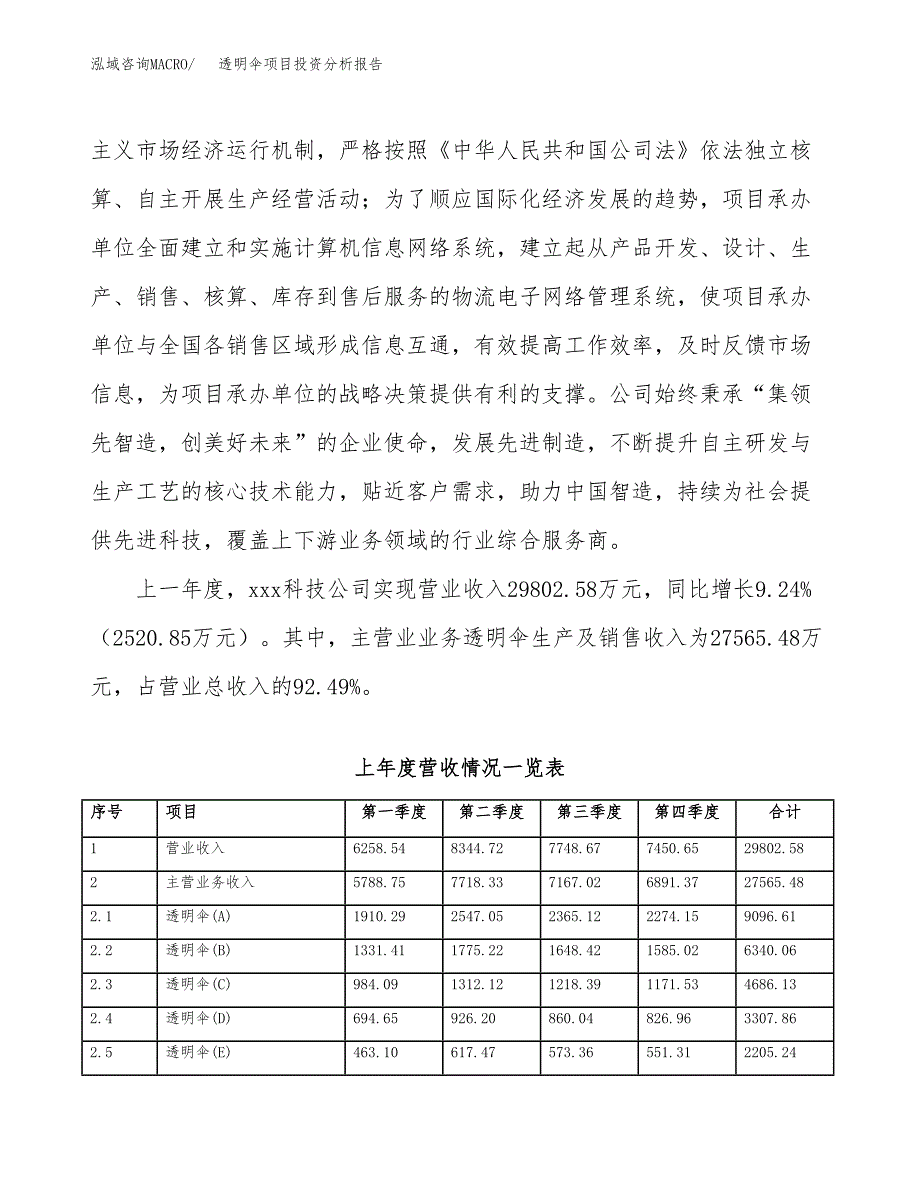 透明伞项目投资分析报告（总投资16000万元）（73亩）_第3页