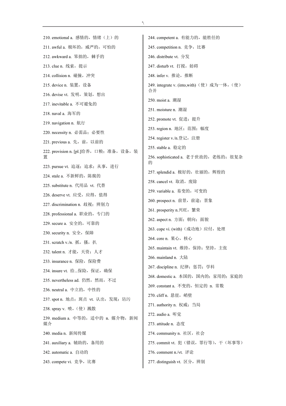 四级核心词汇知识及其高频词汇知识表_第4页