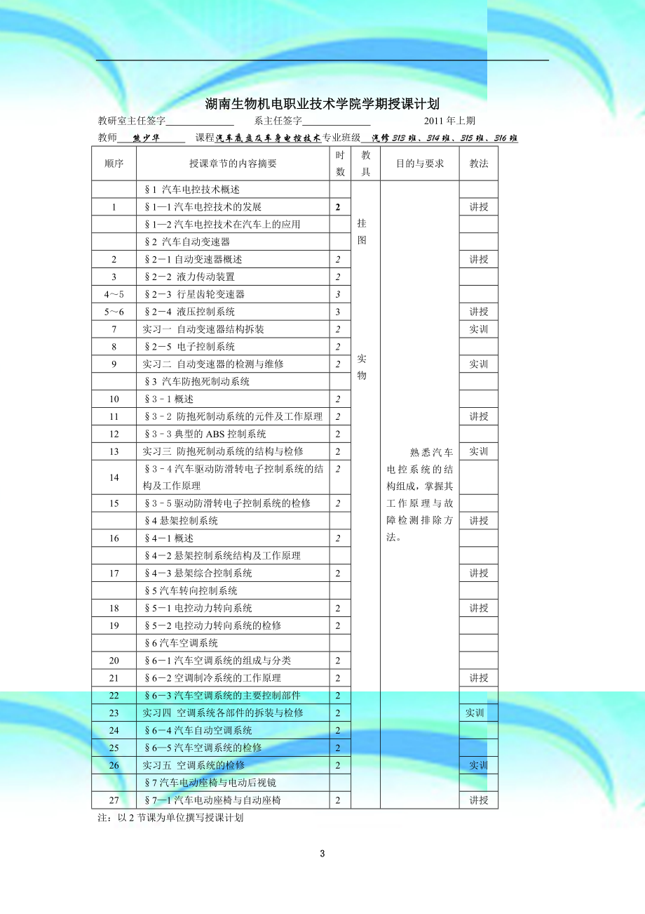 汽车底盘及车身电控技术教学导案_第3页