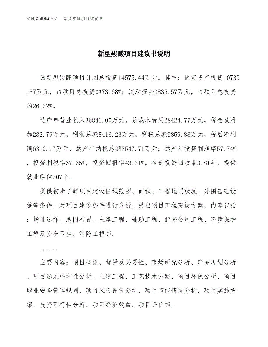 新型羧酸项目建议书（可研报告）.docx_第2页