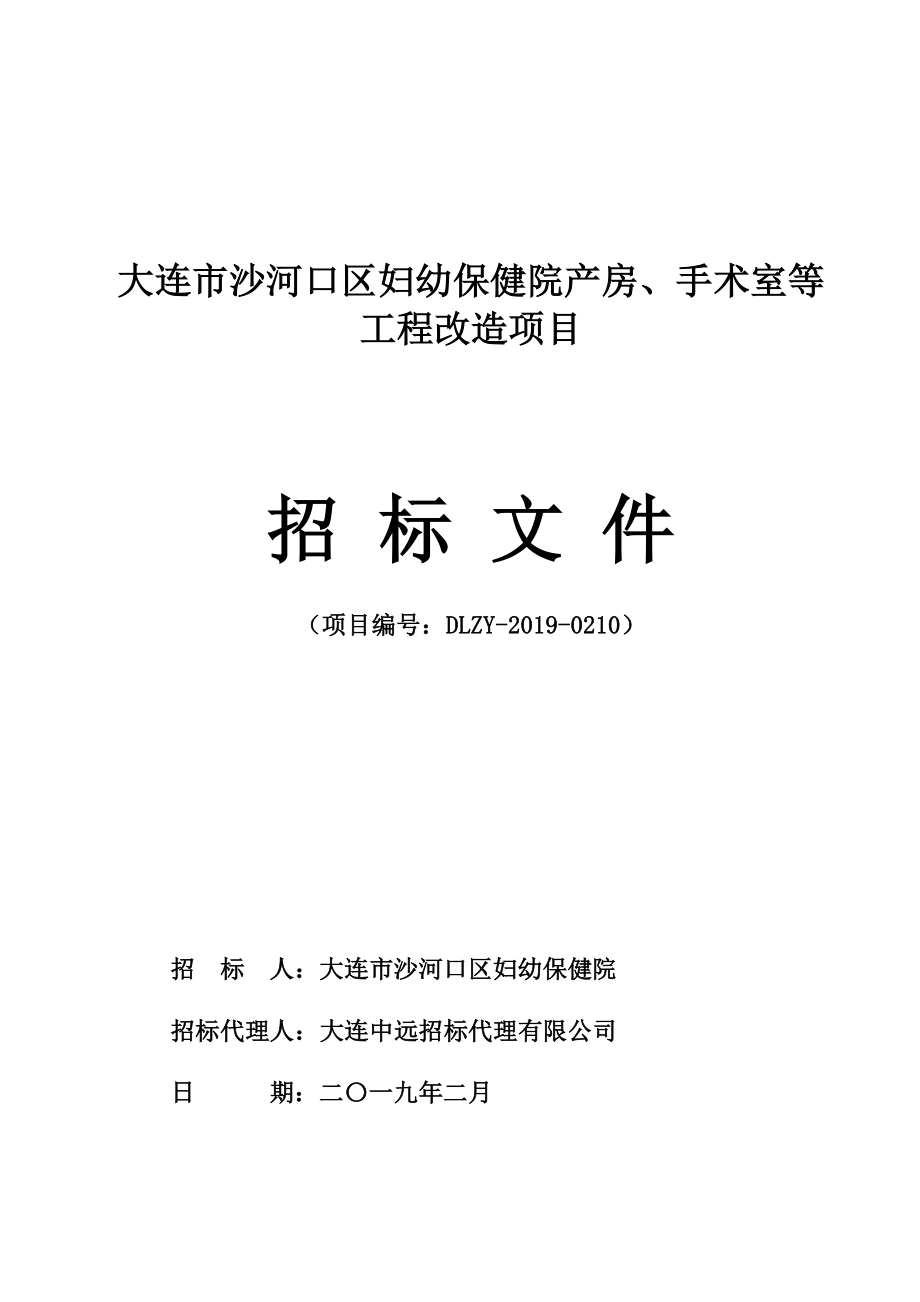 大连市沙河口区妇幼保健院产房、手术室等工程改造项目招标文件_第1页