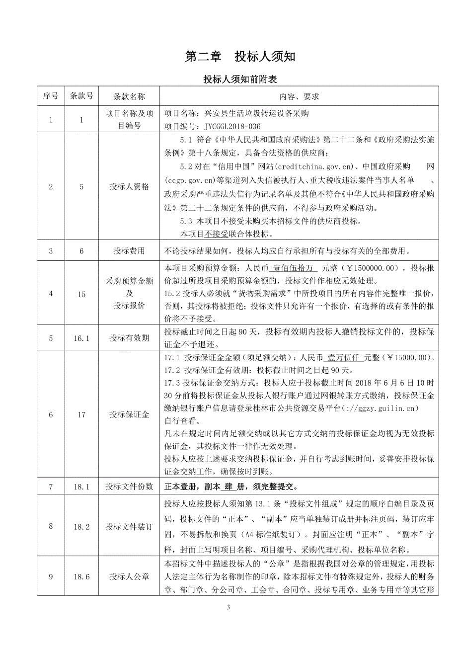 兴安县生活垃圾转运设备采购招标文件_第5页