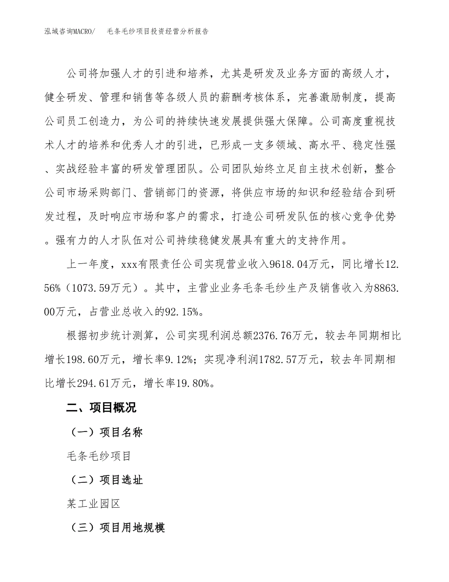 毛条毛纱项目投资经营分析报告模板.docx_第3页