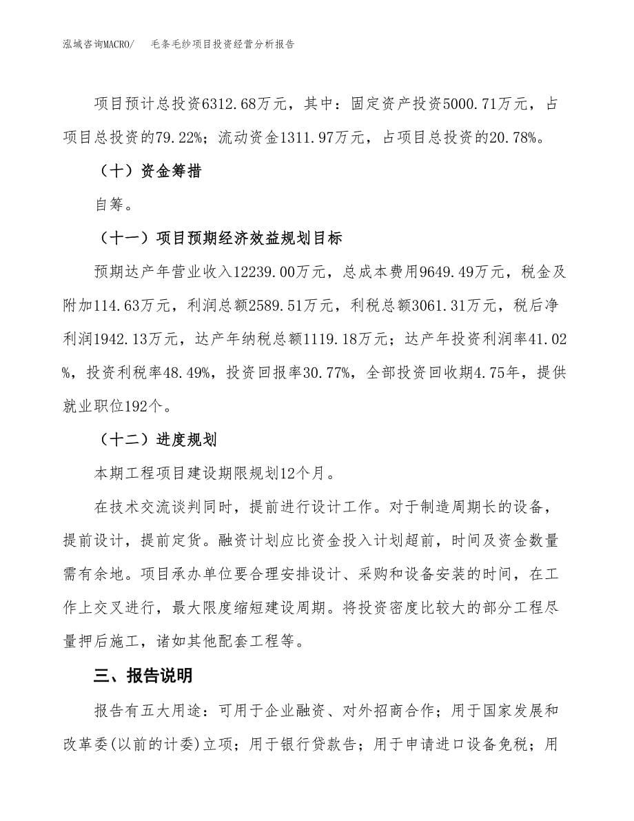 毛条毛纱项目投资经营分析报告模板.docx_第5页