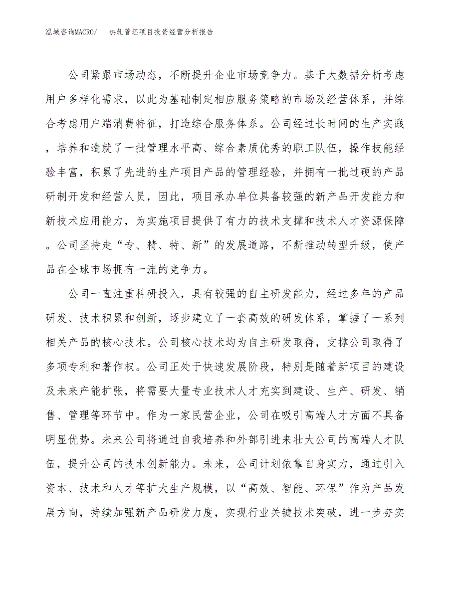 热轧管坯项目投资经营分析报告模板.docx_第2页