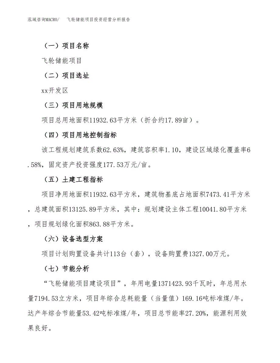 飞轮储能项目投资经营分析报告模板.docx_第3页