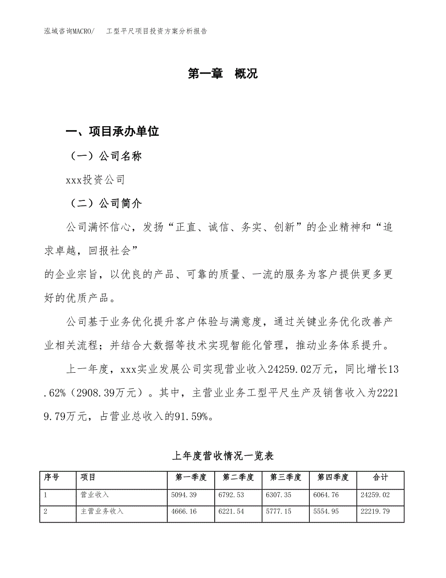 工型平尺项目投资方案分析报告.docx_第1页