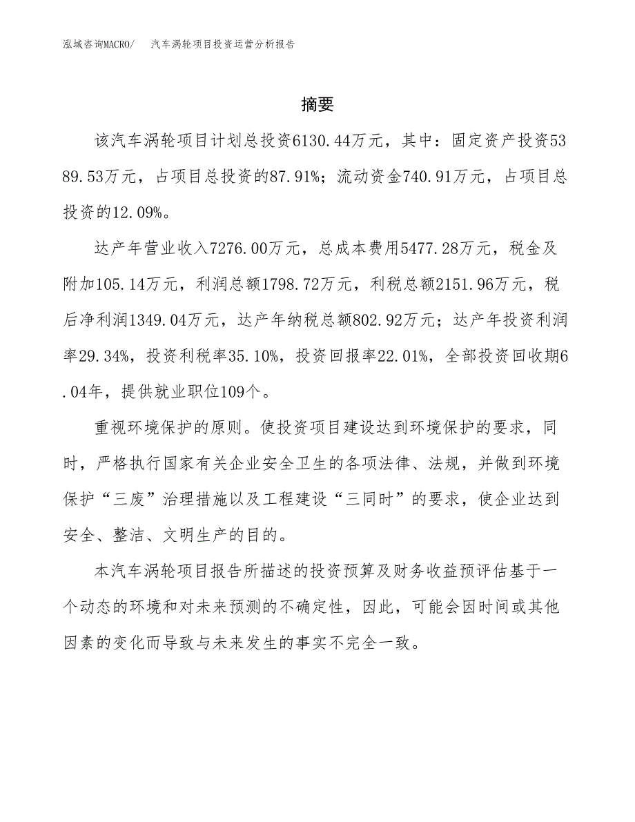 汽车涡轮项目投资运营分析报告参考模板.docx_第2页