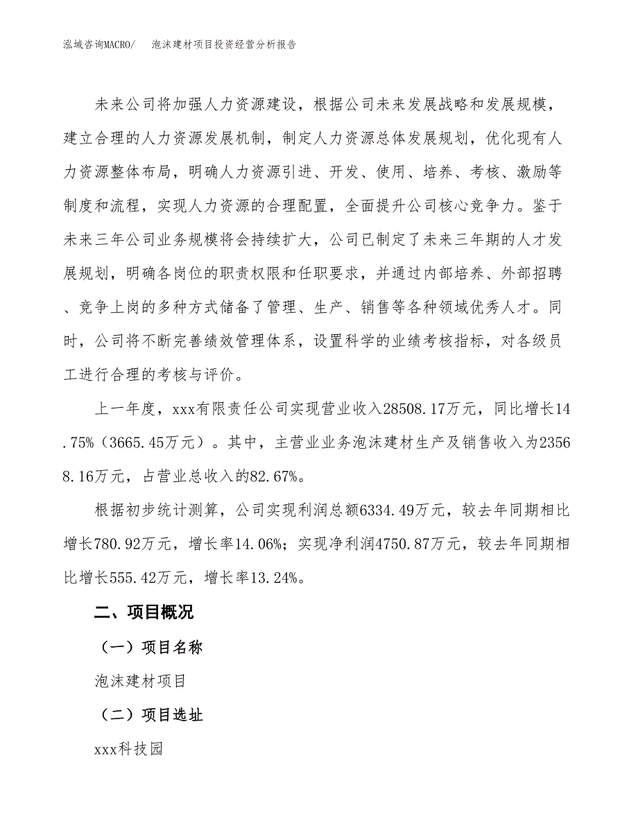 泡沫建材项目投资经营分析报告模板.docx_第2页