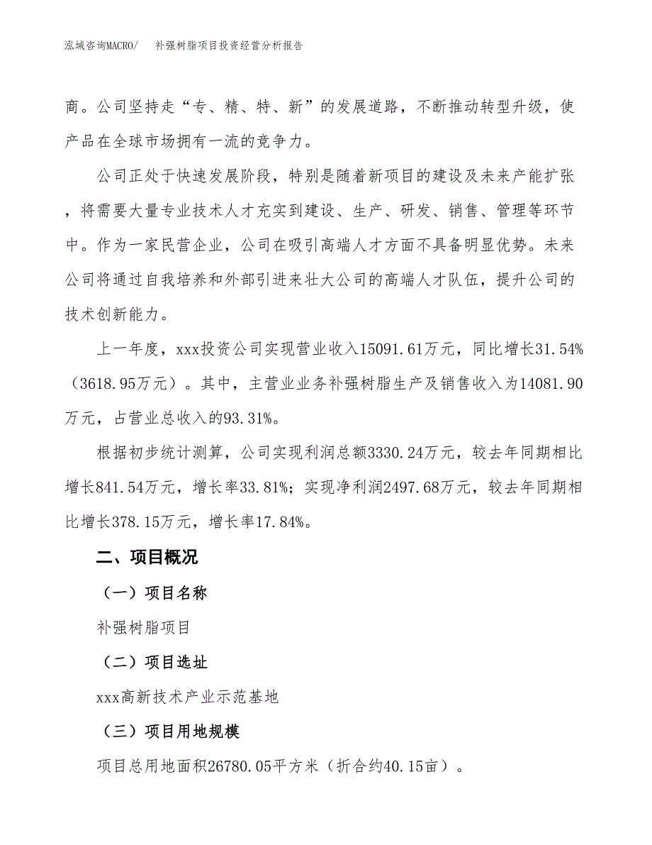 补强树脂项目投资经营分析报告模板.docx_第2页