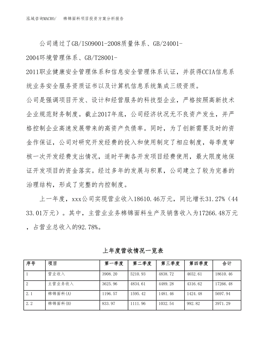 棉锦面料项目投资方案分析报告.docx_第2页