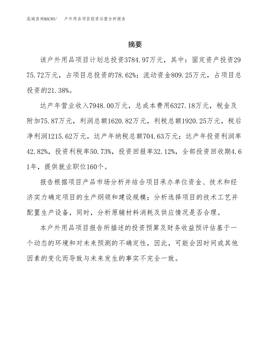 户外用品项目投资运营分析报告参考模板.docx_第2页