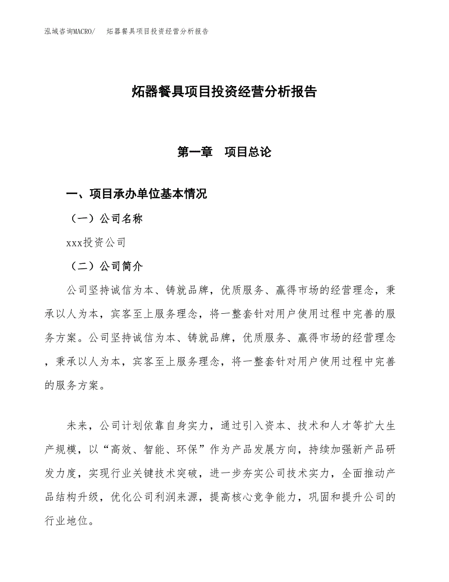 炻器餐具项目投资经营分析报告模板.docx_第1页