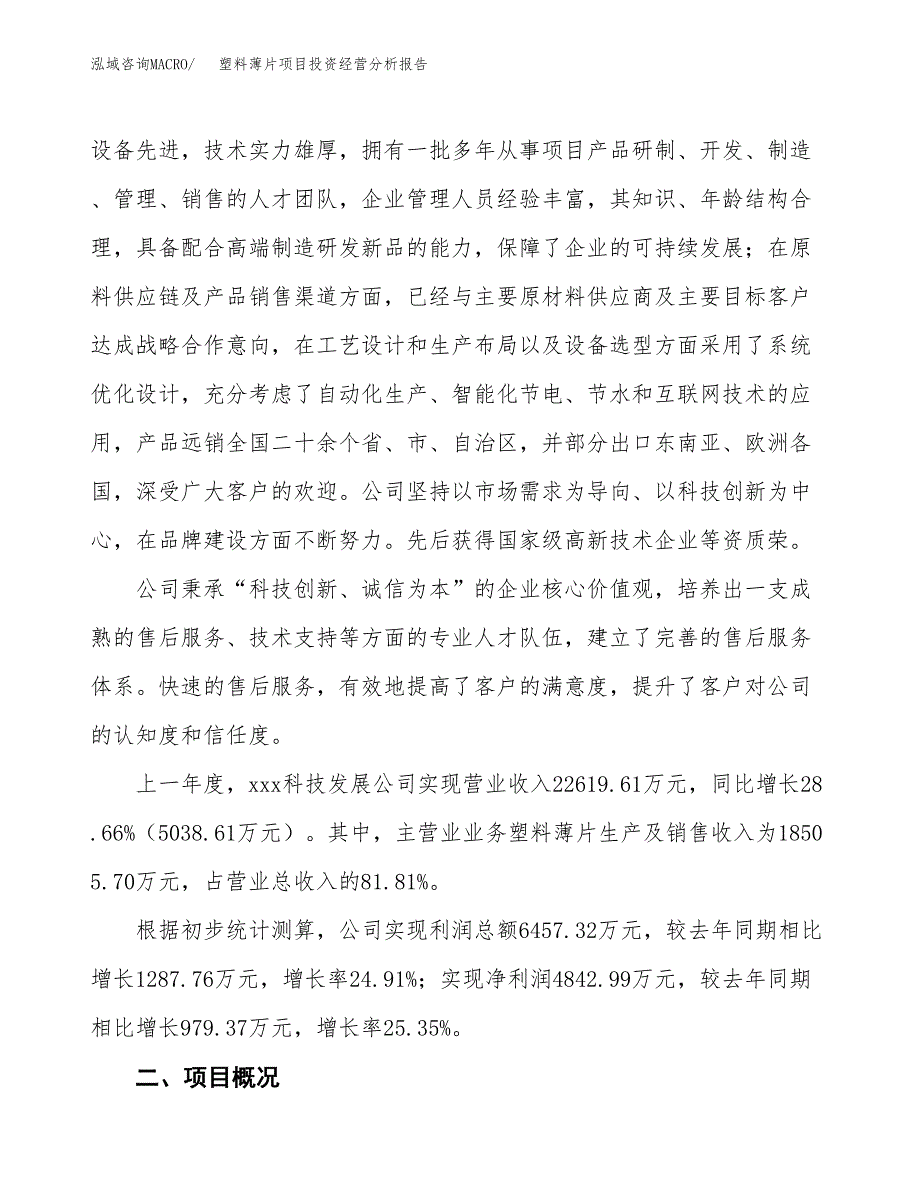 塑料薄片项目投资经营分析报告模板.docx_第2页