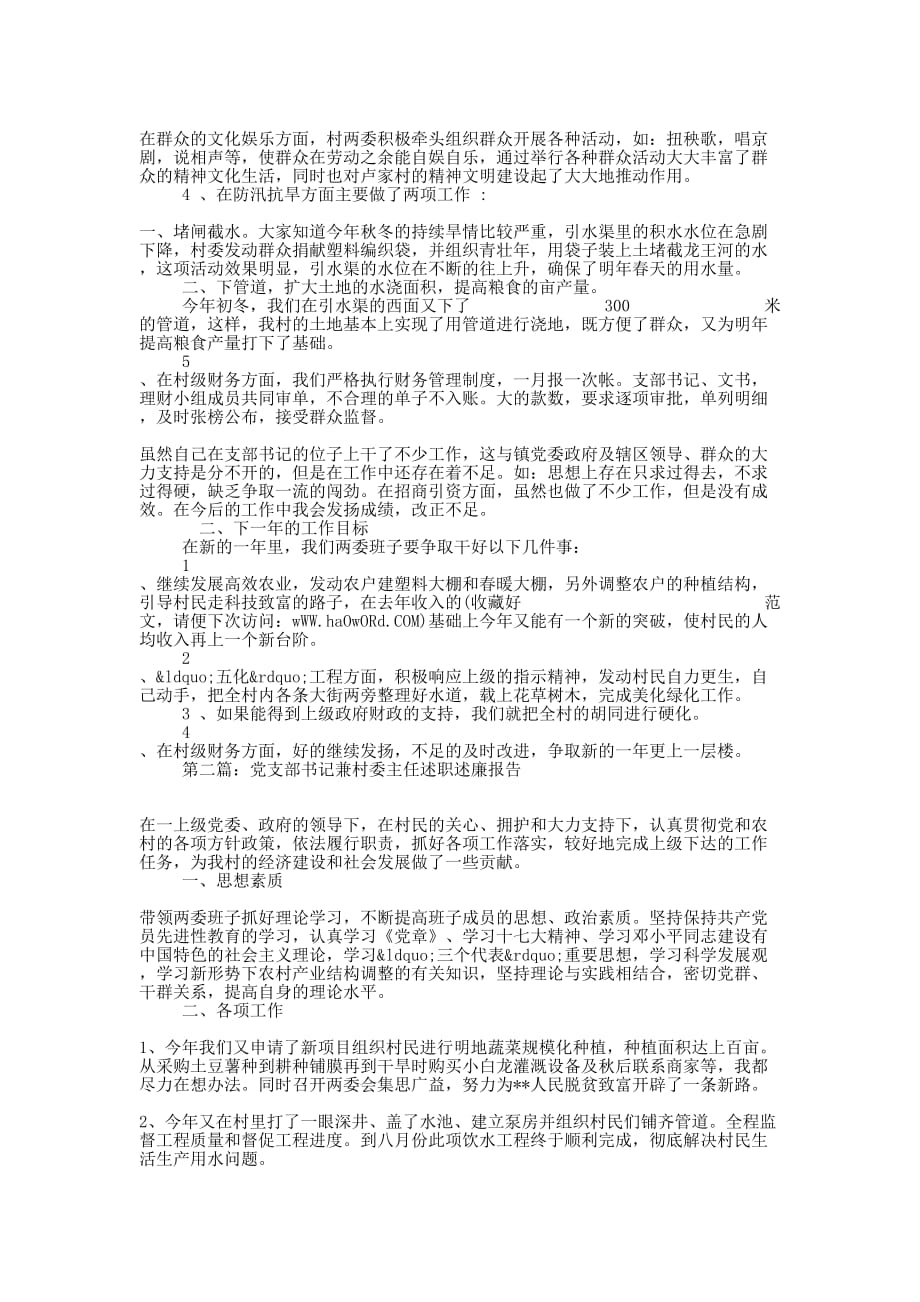 村党支部书记兼村主任述职 报告.docx_第2页