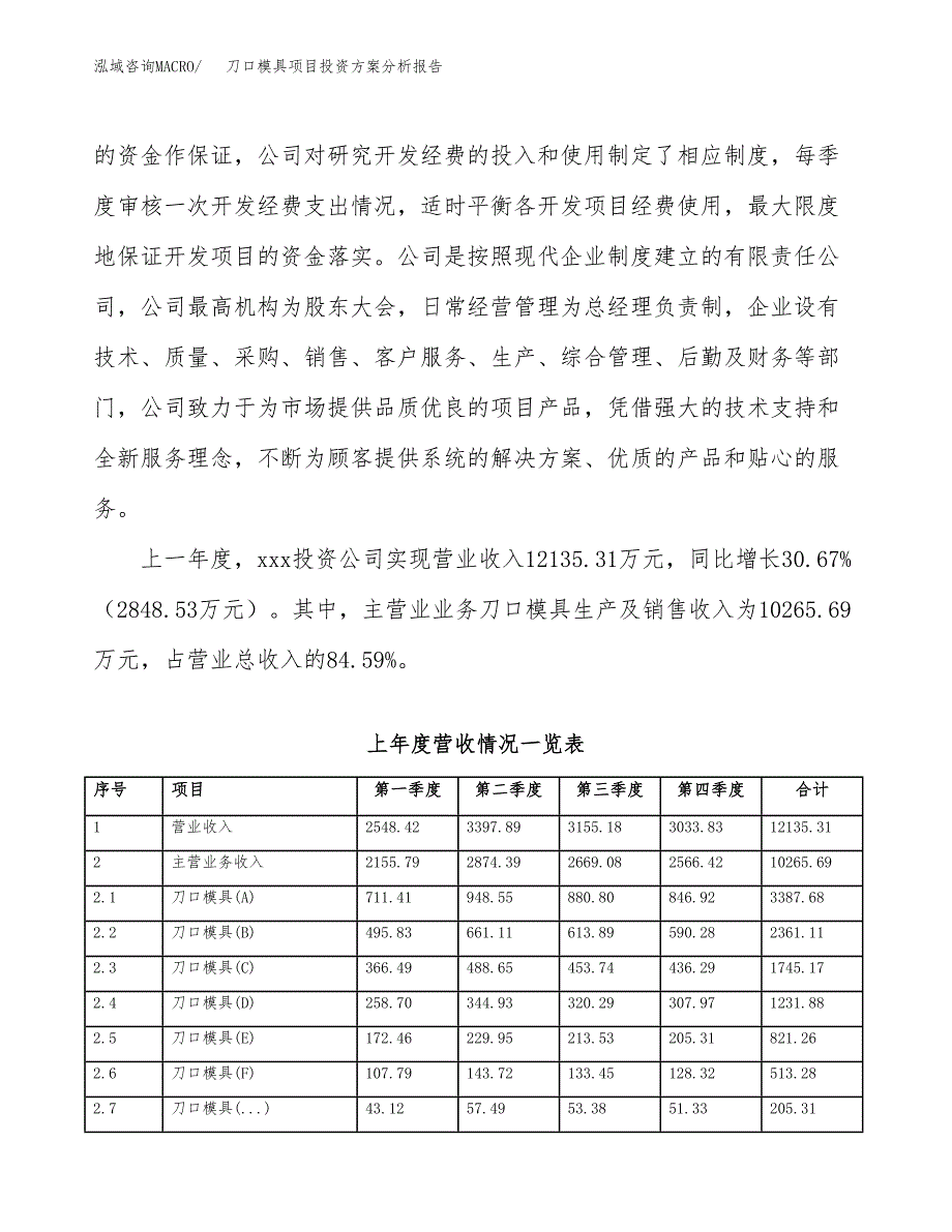 刀口模具项目投资方案分析报告.docx_第2页