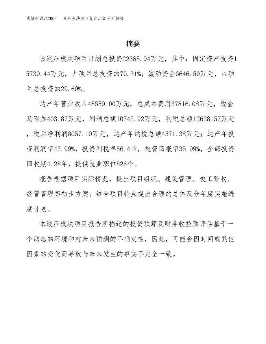 液压模块项目投资运营分析报告参考模板.docx_第2页