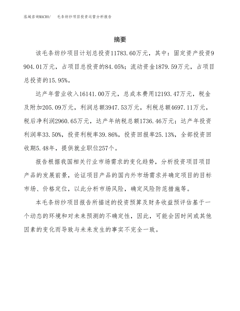 毛条纺纱项目投资运营分析报告参考模板.docx_第2页