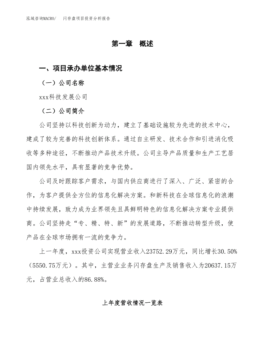 闪存盘项目投资分析报告（总投资17000万元）（77亩）_第2页