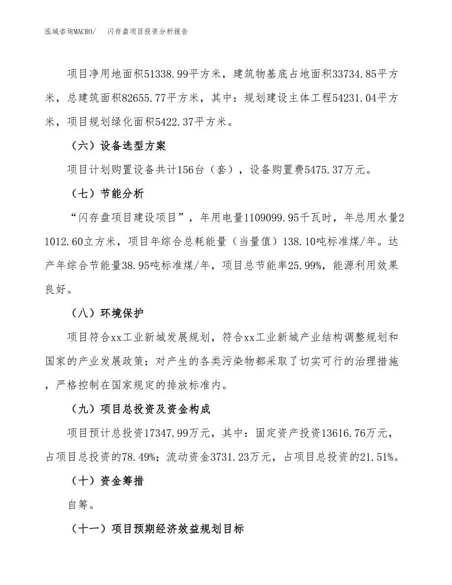 闪存盘项目投资分析报告（总投资17000万元）（77亩）_第5页