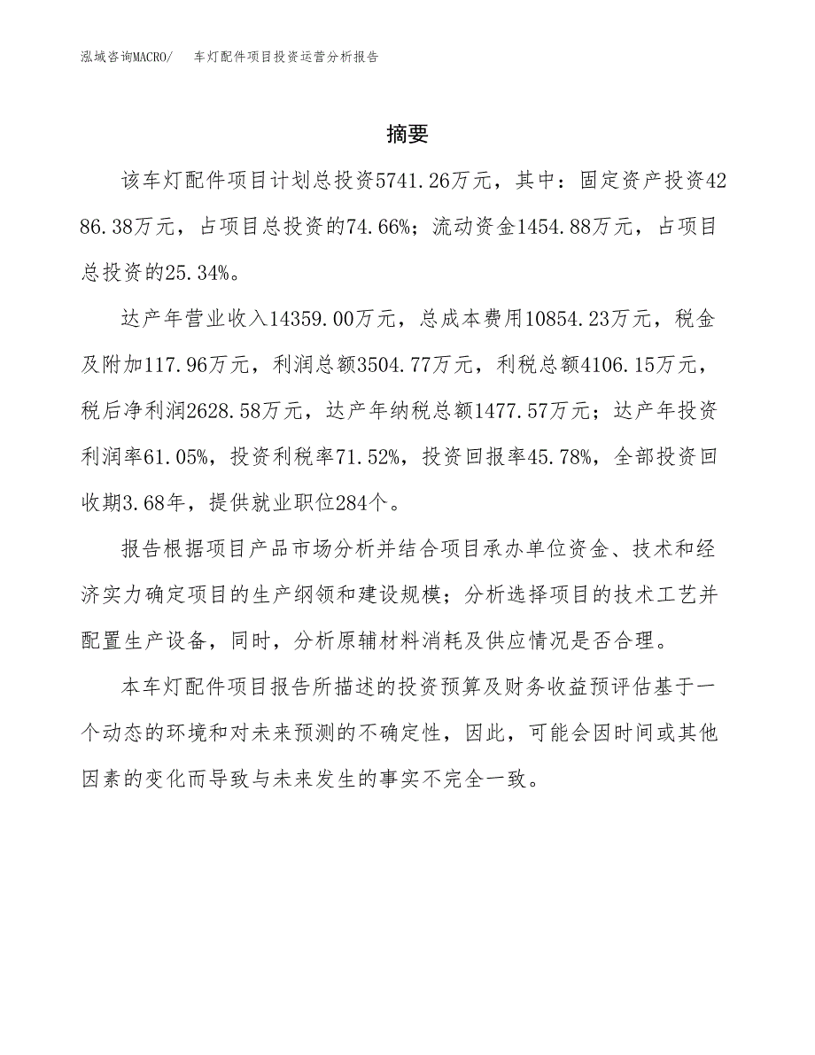 车灯配件项目投资运营分析报告参考模板.docx_第2页