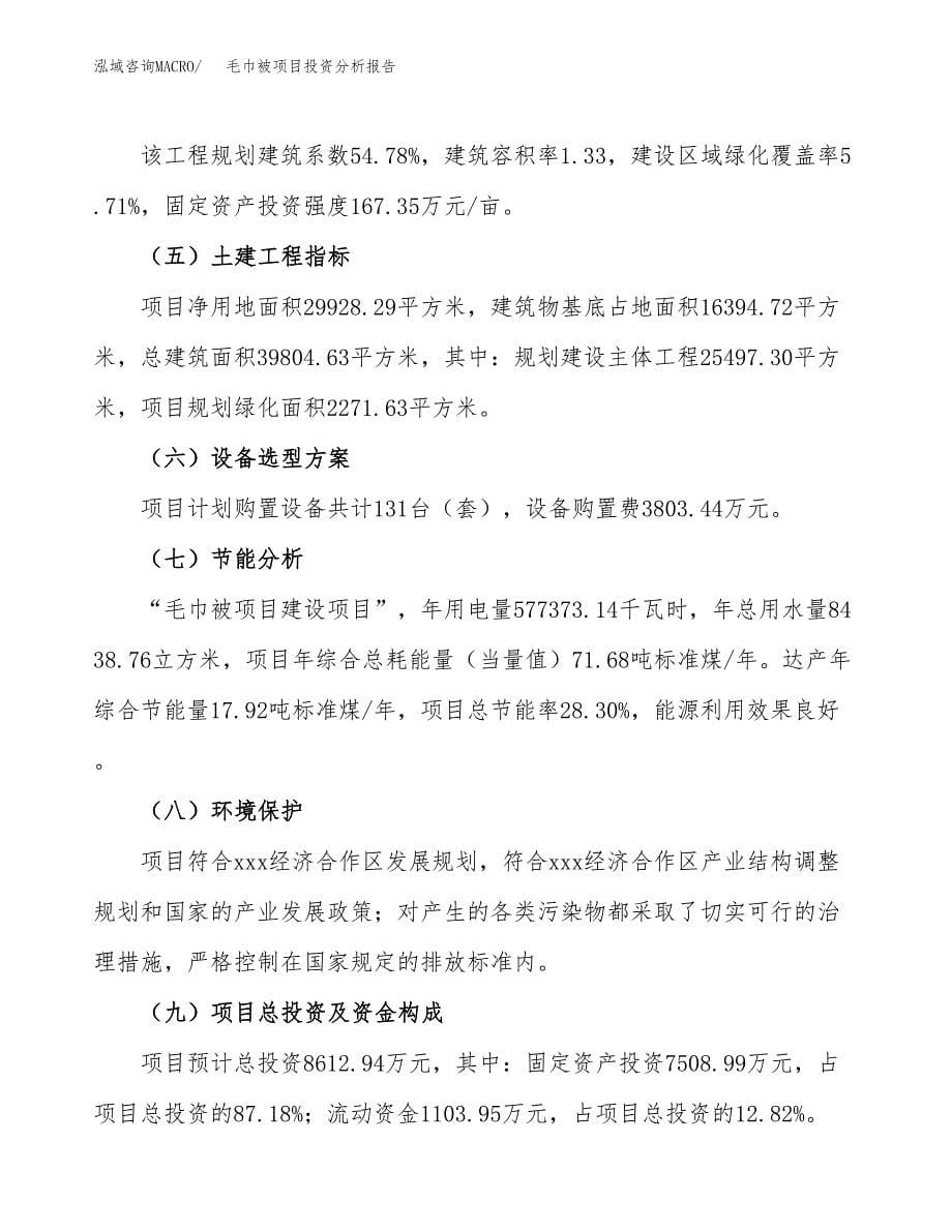 毛巾被项目投资分析报告（总投资9000万元）（45亩）_第5页