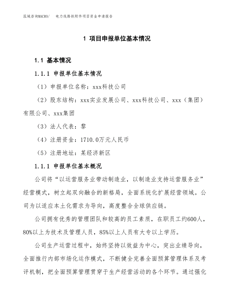 电力线路铁附件项目资金申请报告_第3页