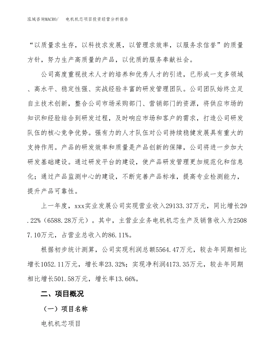 电机机芯项目投资经营分析报告模板.docx_第2页