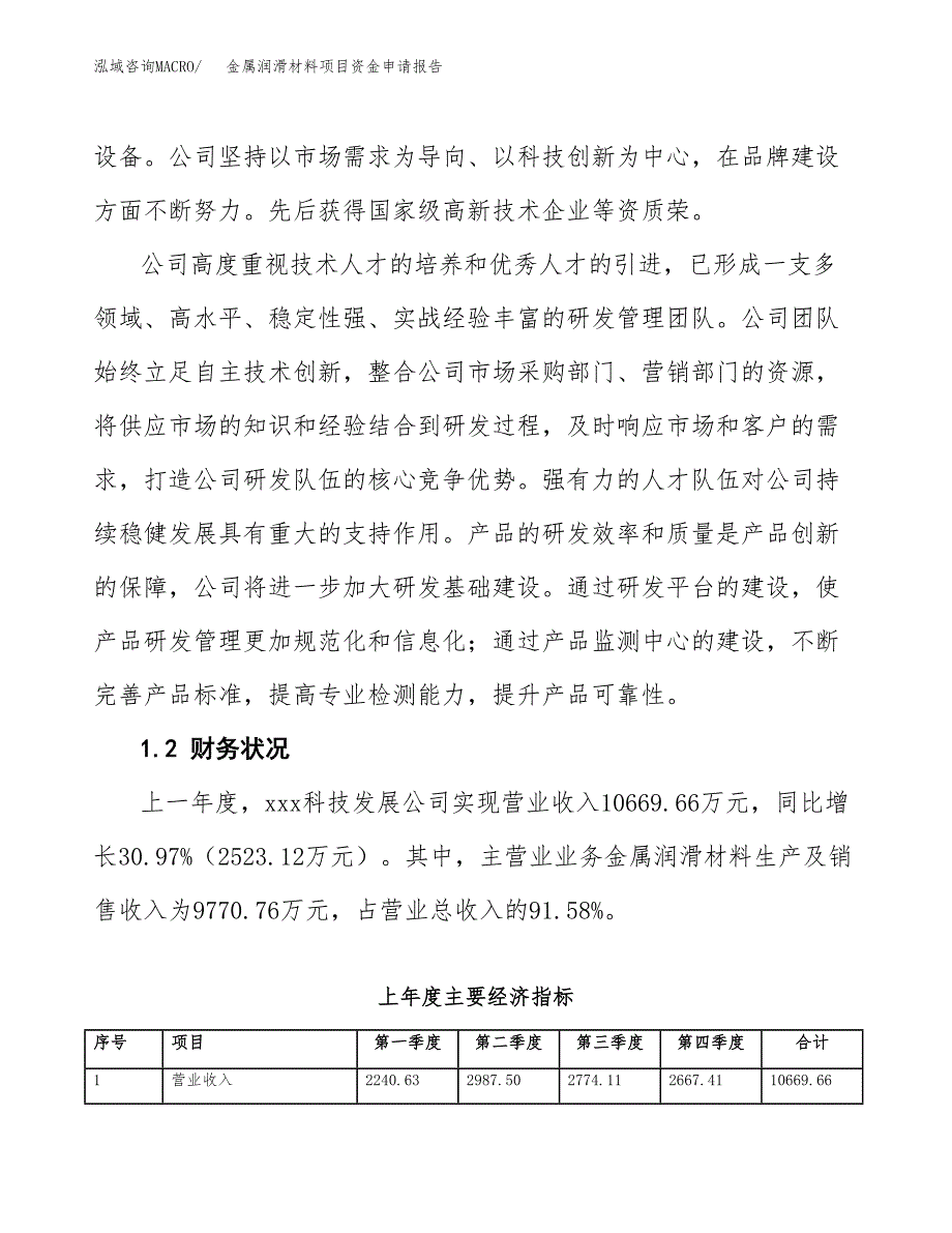 金属润滑材料项目资金申请报告_第4页