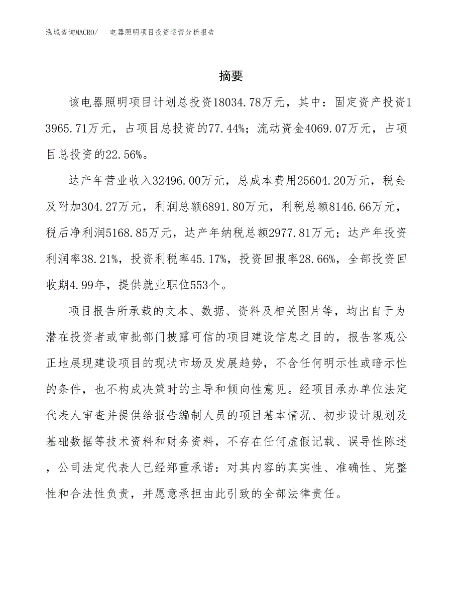 电器照明项目投资运营分析报告参考模板.docx_第2页