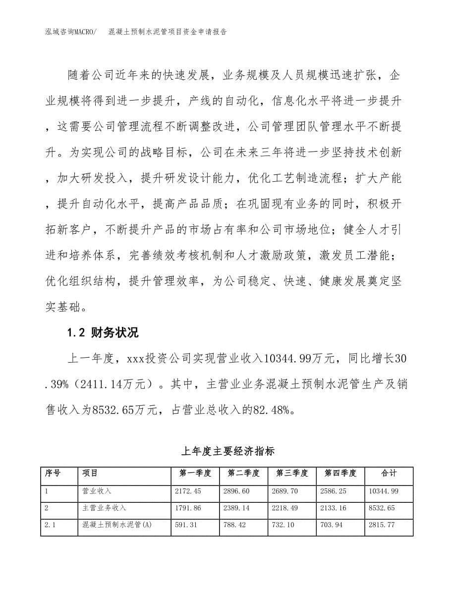 混凝土预制水泥管项目资金申请报告_第5页