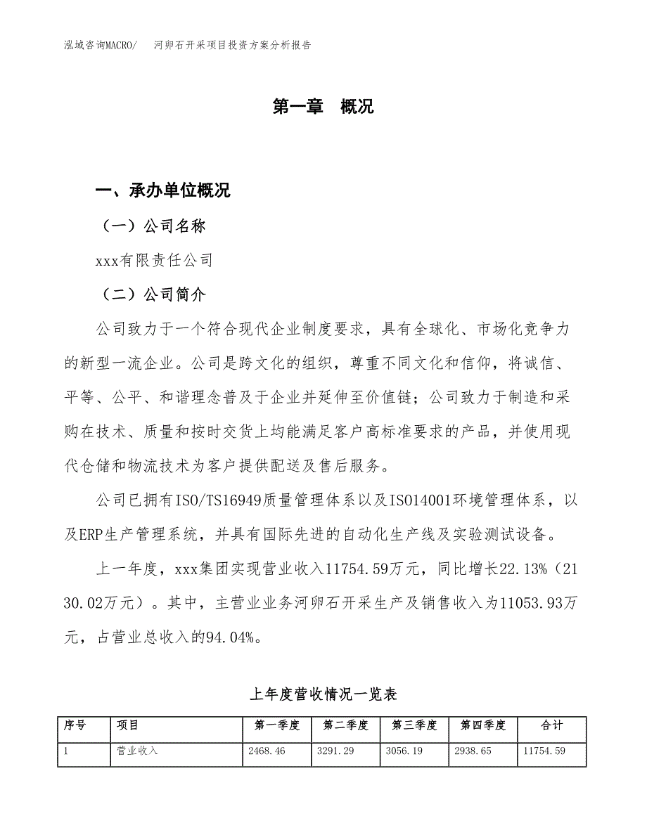 河卵石开采项目投资方案分析报告.docx_第1页