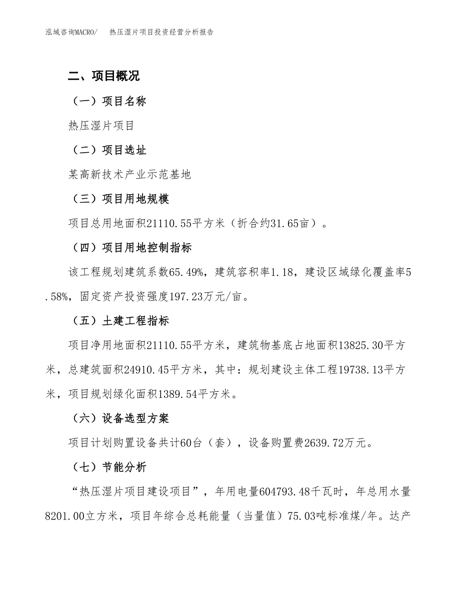 热压湿片项目投资经营分析报告模板.docx_第3页