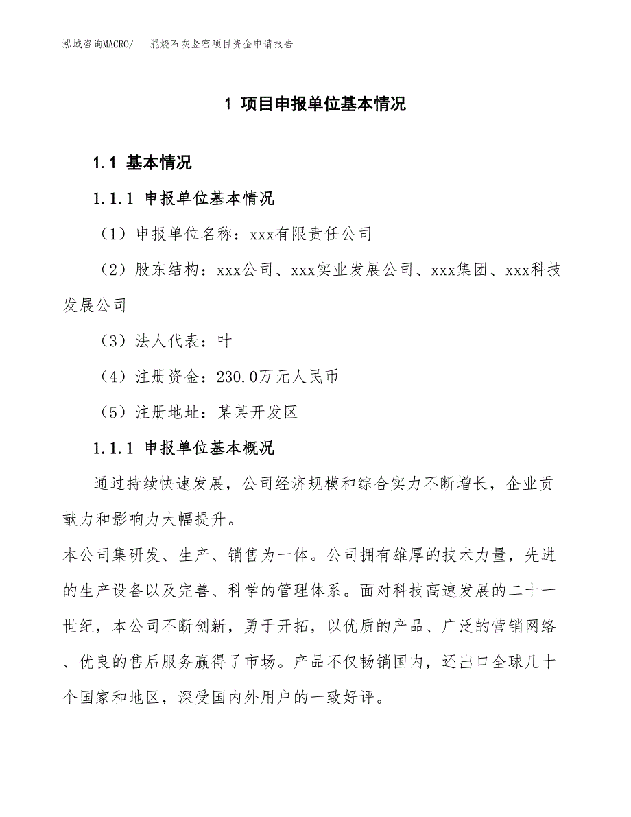 混烧石灰竖窑项目资金申请报告 (1)_第3页