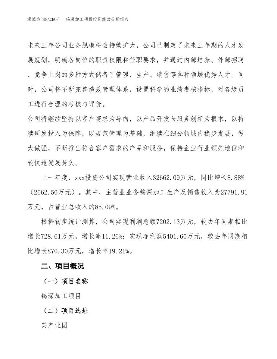 钨深加工项目投资经营分析报告模板.docx_第2页