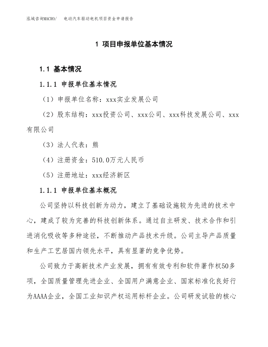 电动汽车驱动电机项目资金申请报告_第3页