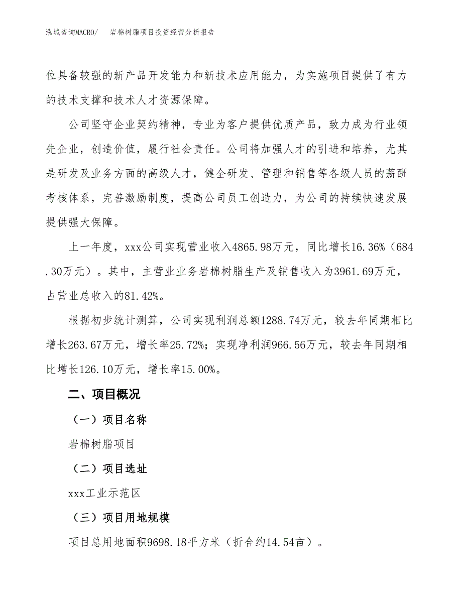 岩棉树脂项目投资经营分析报告模板.docx_第2页