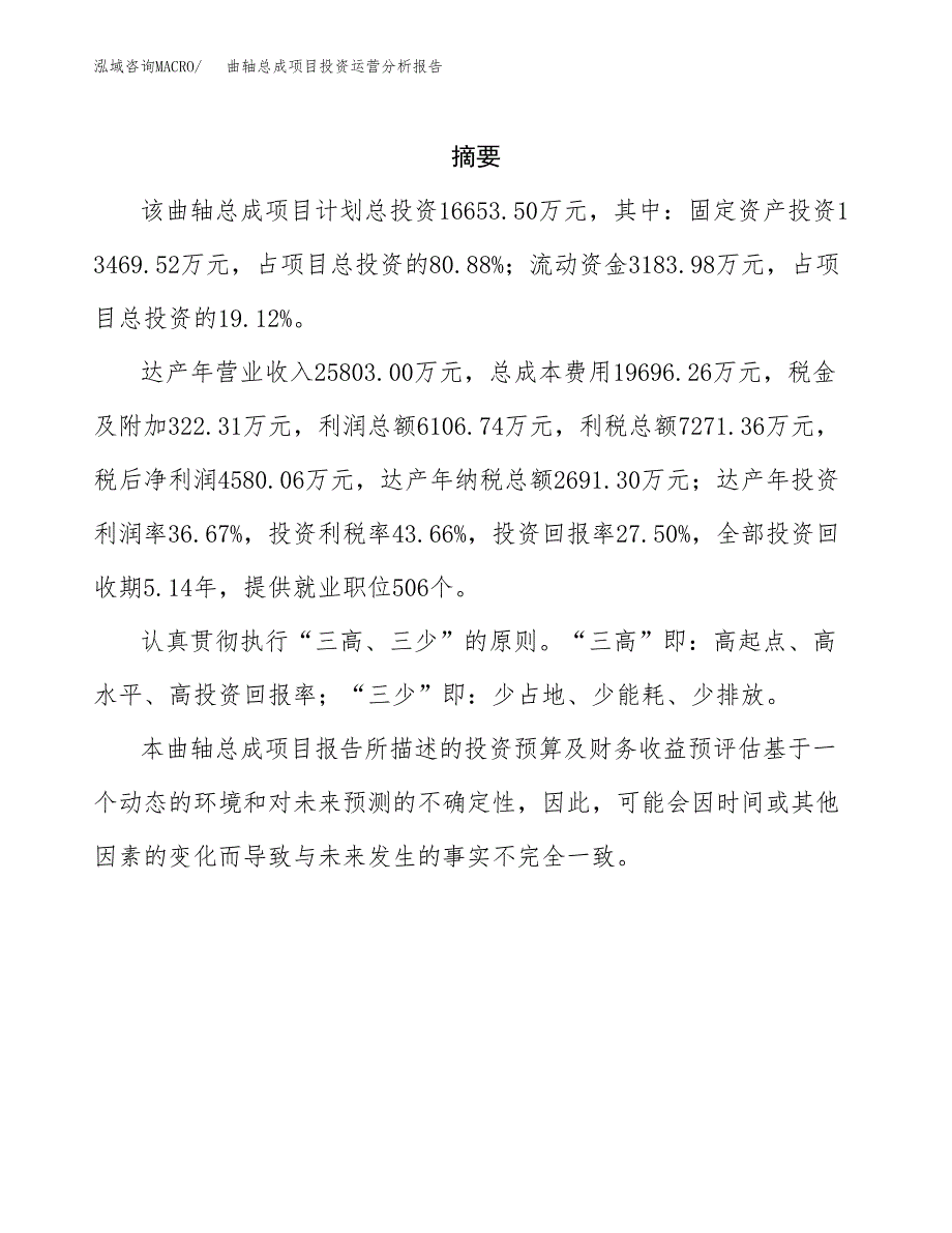 曲轴总成项目投资运营分析报告参考模板.docx_第2页