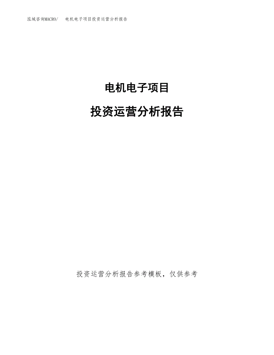 电机电子项目投资运营分析报告参考模板.docx_第1页