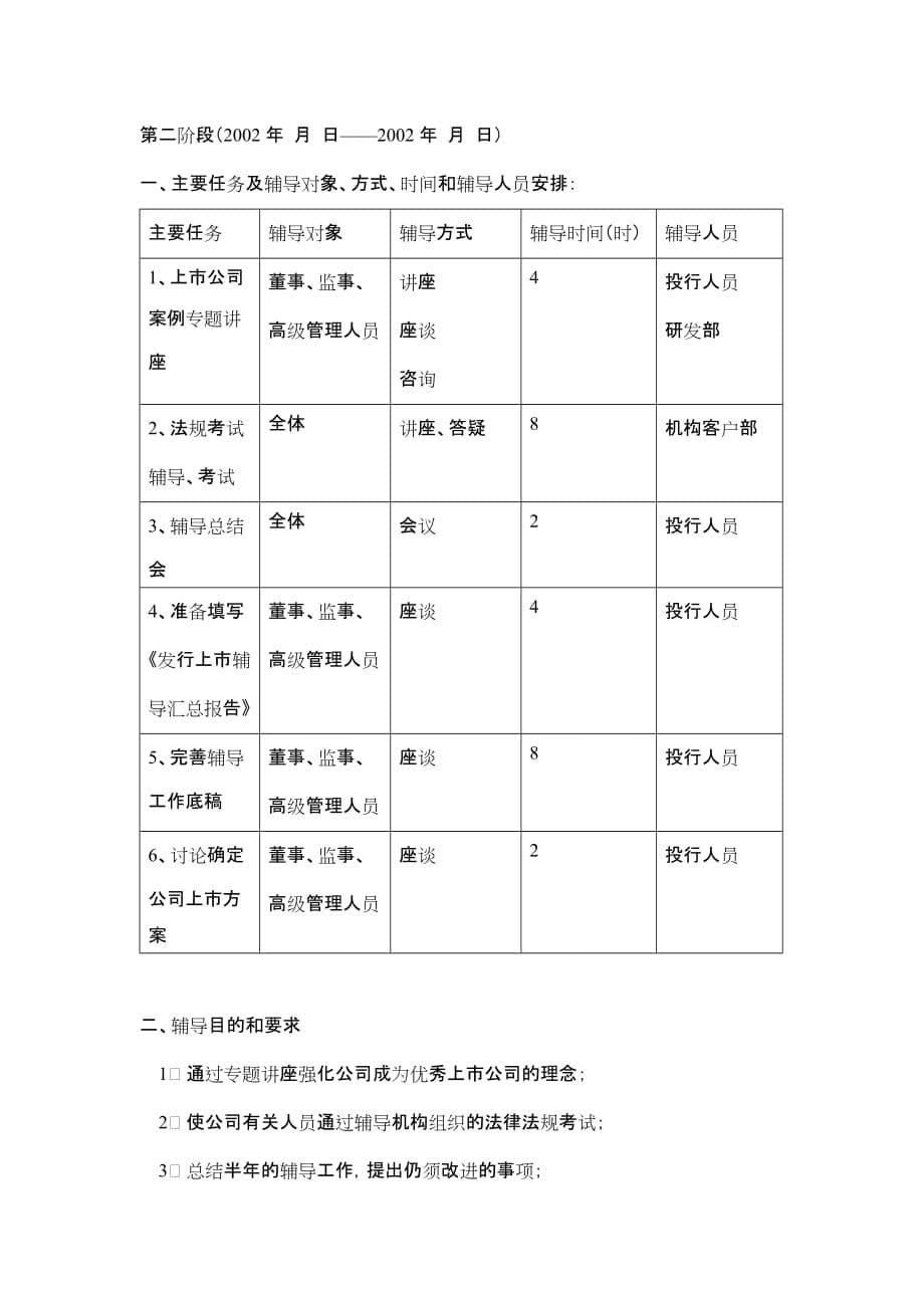 股票发行上市辅导计划(doc 7页)_第5页