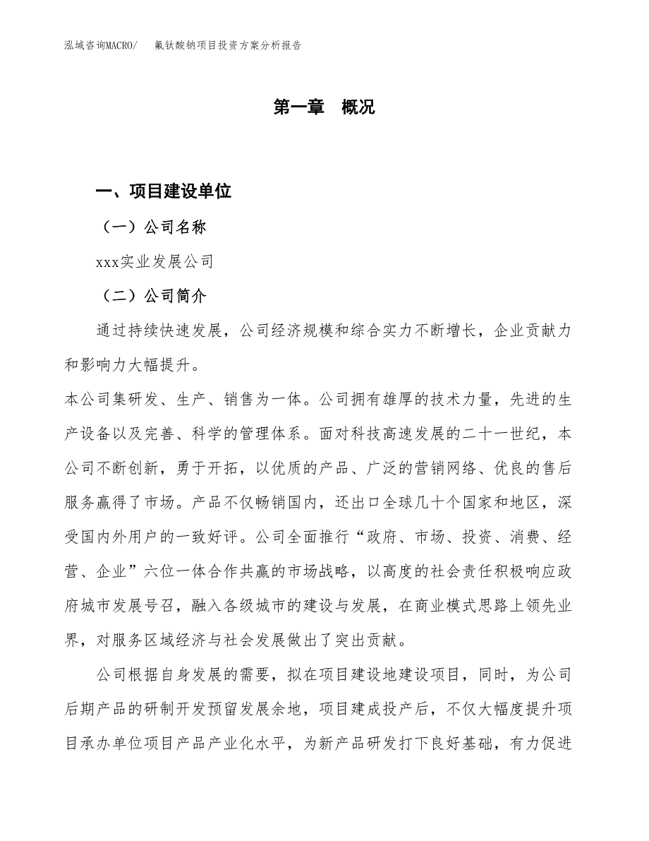 氟钛酸钠项目投资方案分析报告.docx_第1页