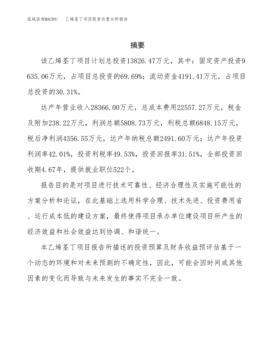 乙烯荃丁项目投资运营分析报告参考模板.docx_第2页