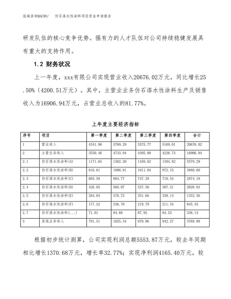 仿石漆水性涂料项目资金申请报告_第5页