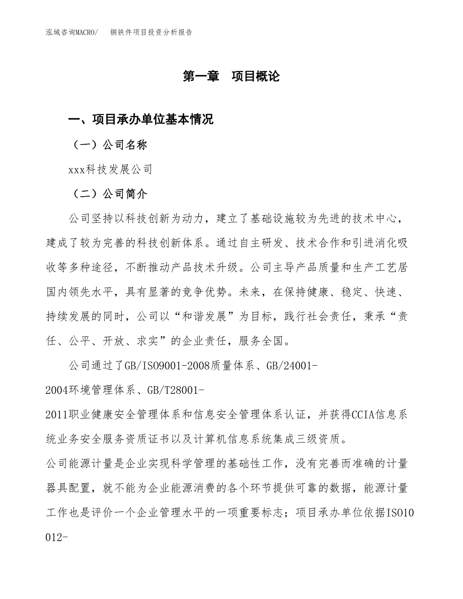 铜铁件项目投资分析报告（总投资15000万元）（59亩）_第2页