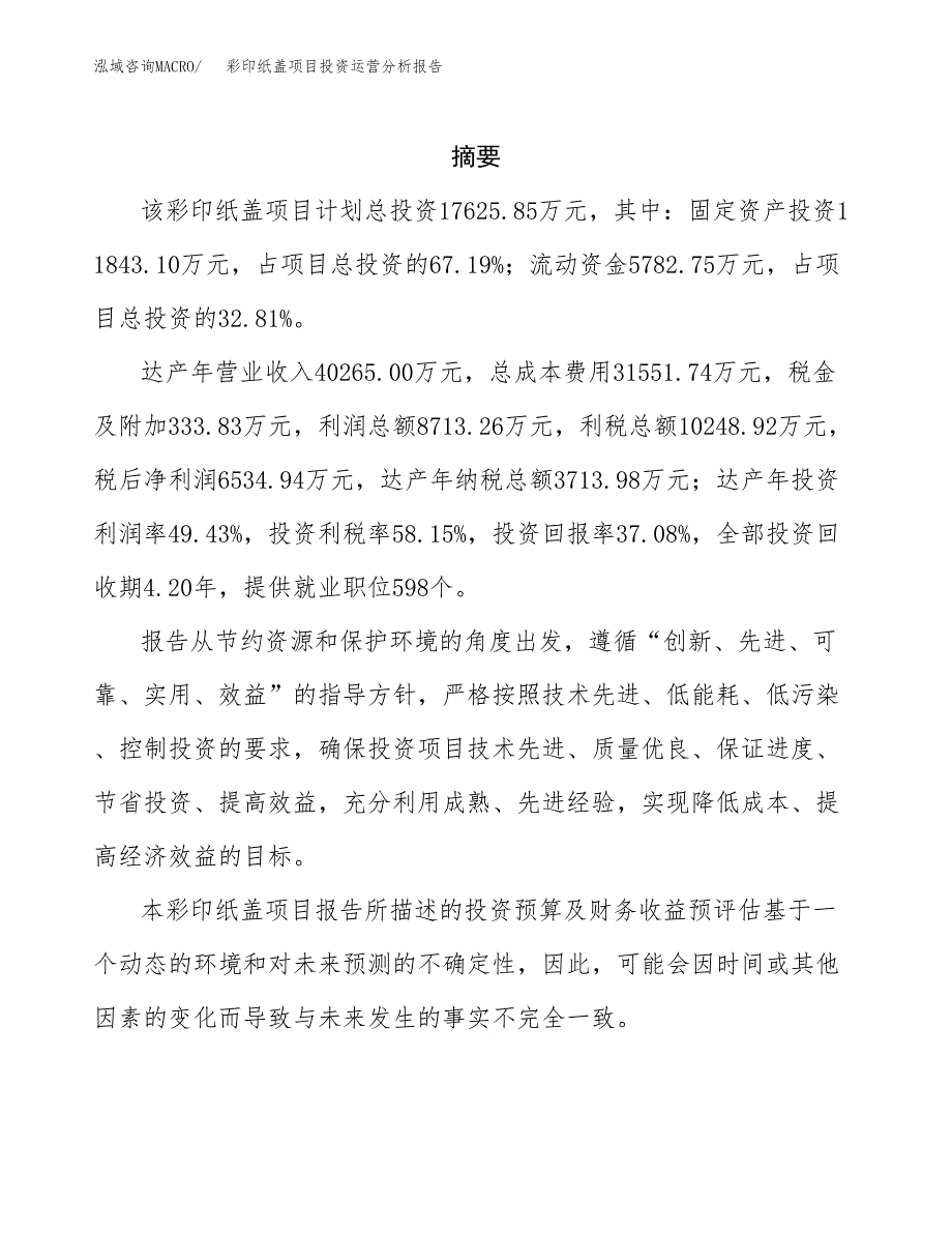 彩印纸盖项目投资运营分析报告参考模板.docx_第2页