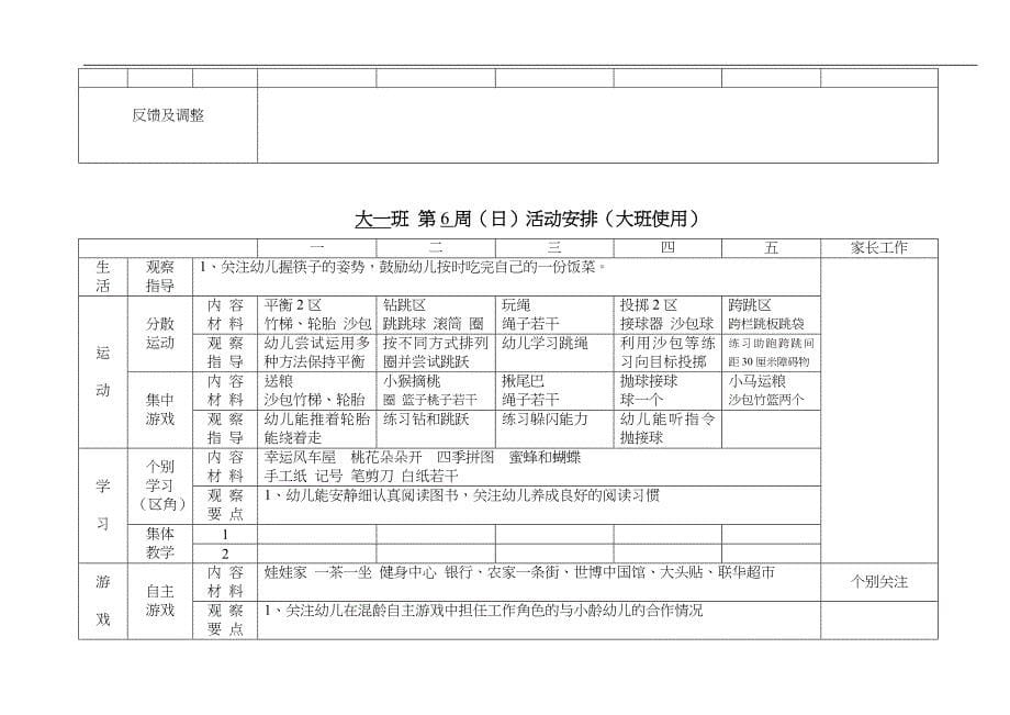 大一班 第2周（日）活动安排计划表（大班使用）_第5页