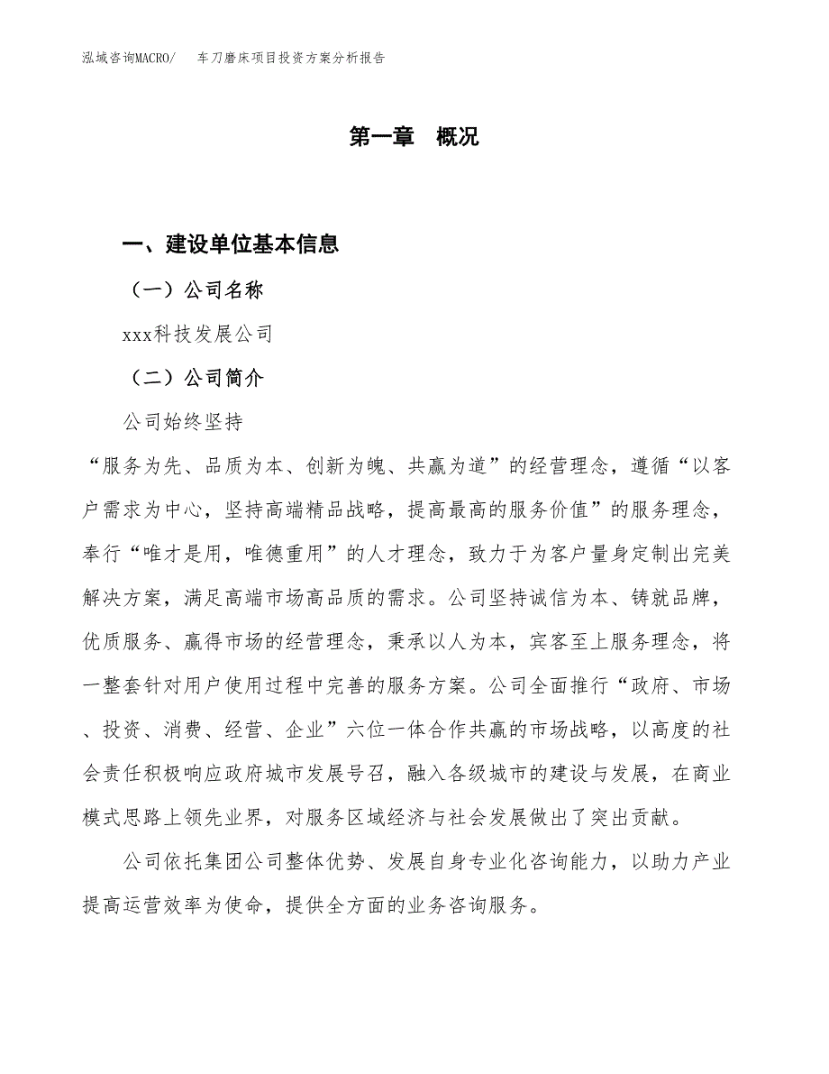 车刀磨床项目投资方案分析报告.docx_第1页