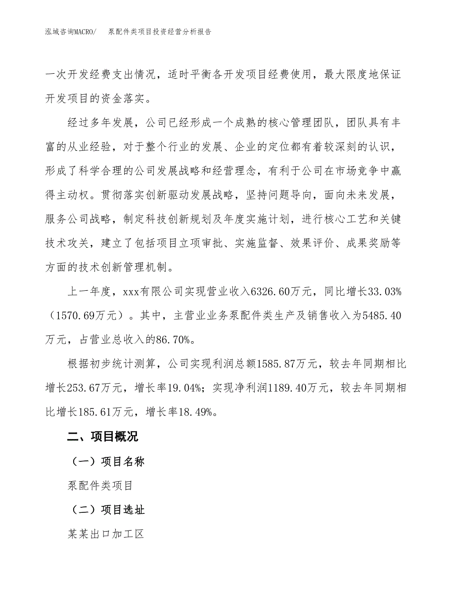 泵配件类项目投资经营分析报告模板.docx_第2页