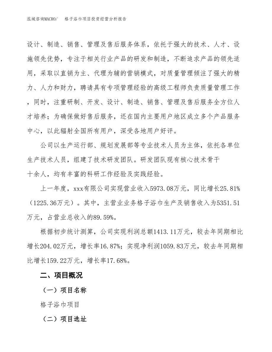 格子浴巾项目投资经营分析报告模板.docx_第2页